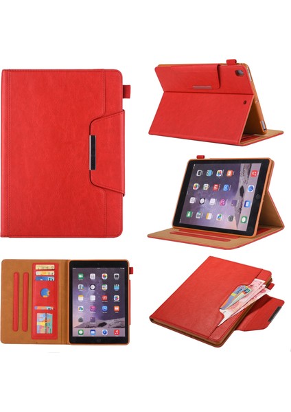 Metal Tokalı Cüzdan Standı Deri Akıllı iPad 10.2 Kalem Yuvası (2019 2020 2021) Tablet Kılıfı (Yurt Dışından)