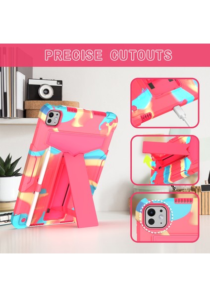 iPad Pro 11 (2024) Pc Silikon T Şekilli stand Camo Rose Tablet Kılıfı (Yurt Dışından) modelleri