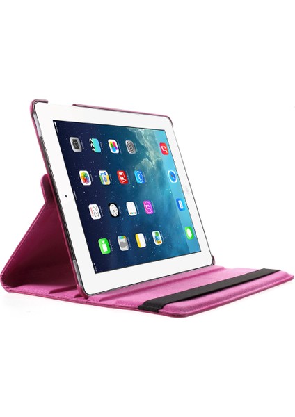 Litchi Cilt Pu Deri 360 Derece Döner Standı Folio iPad 4 3 2 Rose Elastik Bantlı Tablet Kılıfı (Yurt Dışından)
