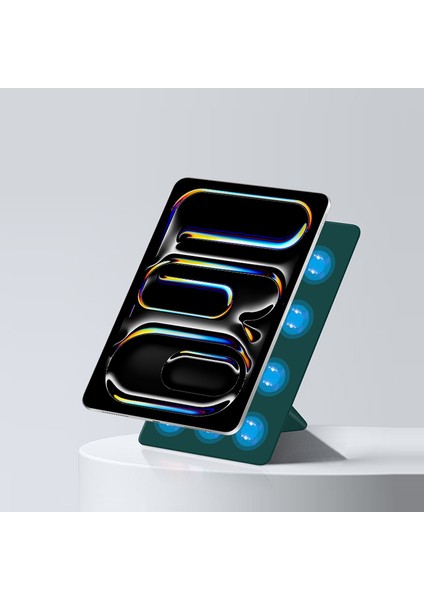iPad Pro 11 (2024 M4) Manyetik Ek Pu Deri Origami Standı Tablet Kılıfı (Yurt Dışından)