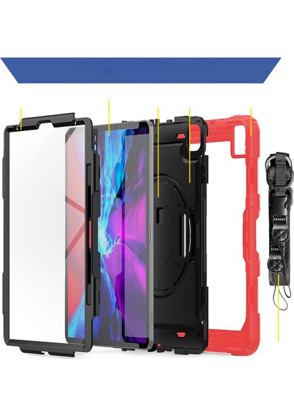 iPad Pro 12.9 360°DÖNEBILEN Tekme Standı Pc Silikon El Kayışı Omuz Askılı Koruyucu Tablet Kılıfı (Yurt Dışından)