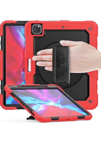 iPad Pro 12.9 360°DÖNEBILEN Tekme Standı Pc Silikon El Kayışı Omuz Askılı Koruyucu Tablet Kılıfı (Yurt Dışından)