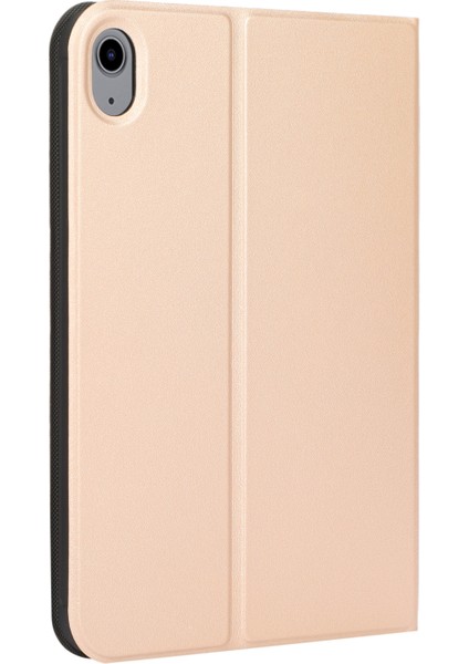 Çizilmez Düz Renk Pu Deri Koruyucu Folyo Apple iPad Mini (2021) MINI 6 Gold Tablet Kılıfı (Yurt Dışından)