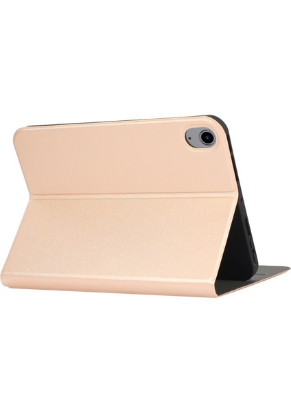 Çizilmez Düz Renk Pu Deri Koruyucu Folyo Apple iPad Mini (2021) MINI 6 Gold Tablet Kılıfı (Yurt Dışından)