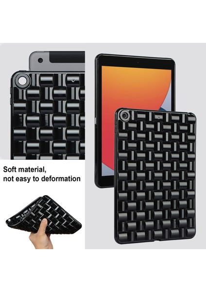 iPad 10.2 (2019 2020 2021) Yumuşak Tpu Koruyucu Dokuma Doku Kaymaz Tablet Kılıfı (Yurt Dışından)