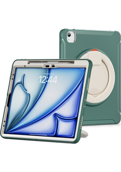 iPad Air 13 (2024) El Kavrama Tekme Standı Pc Tpu Kalem Yuvası ile Zümrüt i Tablet Kılıfı (Yurt Dışından)