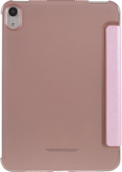 Darbeye Dayanıklı Tablet Kılıfı Ipek Doku Düşme Önleyici Darbeye Dayanıklı Üç Katlı Stand Pu Deri + Pc Tablet Kılıfı Apple iPad Mini (2021) -Pembe (Yurt Dışından)