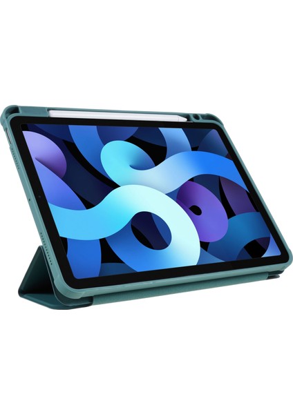 iPad Air 11 (2024) AIR (2022 2020) Pu Deri Tpu Akrilik Üç Katlı Stand Gece Yarısı i Tablet Kılıfı (Yurt Dışından)