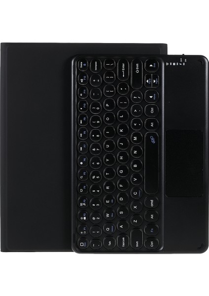 Kablosuz Dokunmatik Bluetooth Klavye Cilt Hissi Deri iPad 10.2 Standı (2019 2020 2021) SIYAH Tablet Kılıfı (Yurt Dışından)