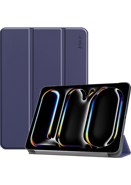 iPad Pro 13 (2024) Üç Katlı Stand Pu Deri Pc Tablet Kılıfı (Yurt Dışından)