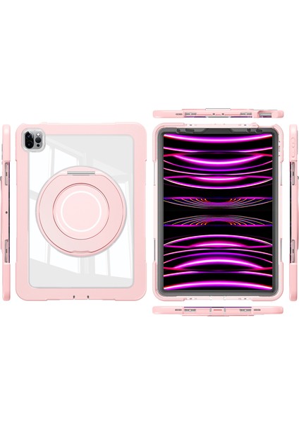 iPad Pro 11 (2022 2021 2020) AIR (2022 2020) Döner Tekme Standı Pc Silikon Düşmeyi Önleyici Tablet Kılıfı (Yurt Dışından)