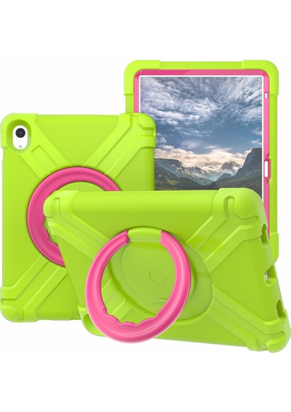iPad 10.9 (2022) 360 Derece Dönme Tekme Standı Askeri Koruması Pc Tpu Çim i Tablet Kılıfı (Yurt Dışından)