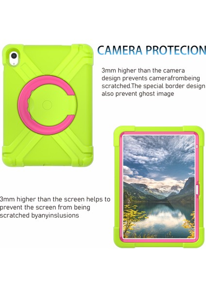 iPad 10.9 (2022) 360 Derece Dönme Tekme Standı Askeri Koruması Pc Tpu Çim i Tablet Kılıfı (Yurt Dışından) modelleri