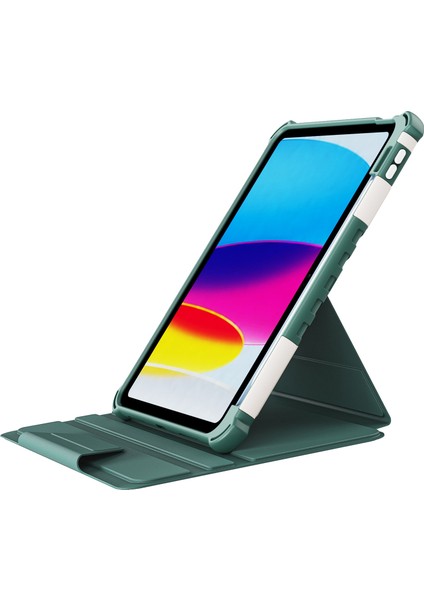iPad 10.9 (2022) 360 Derece Dönebilen Zırh Deri Otomatik Uyandırma uyku Döner Stand Koruyucu Tablet Kılıfı (Yurt Dışından)