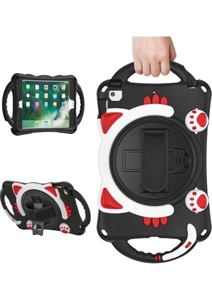 360 Derece Dönebilen Dahili Standı Pc Saplı Silikon iPad Mini El Tutacağı (2019) 7 9 Inç mini 4 3 2 1 Tablet Kılıfı (Yurt Dışından)