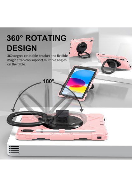 iPad 10.9 (2022) Stand Stil S1 Pc Omuz Askılı Silikon Tablet Kılıfı (Yurt Dışından)