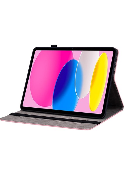 iPad 10.9 (2022) Pu Deri Standlı Baskılı Kart Tutucu Tablet Kılıfı (Yurt Dışından)