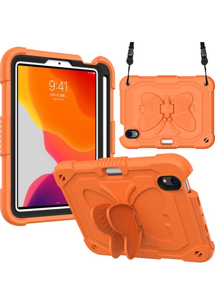Düz ​​ Pc Silikon Şeklinde Tekme Standı ve iPad Mini Omuz Askısı (2021) TURUNCU Tablet Kılıfı (Yurt Dışından)