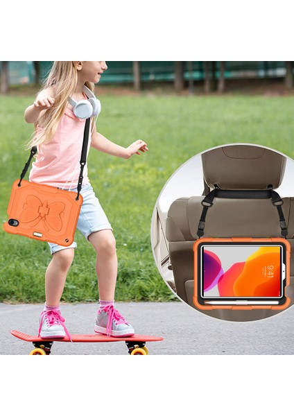 Düz ​​ Pc Silikon Şeklinde Tekme Standı ve iPad Mini Omuz Askısı (2021) TURUNCU Tablet Kılıfı (Yurt Dışından)
