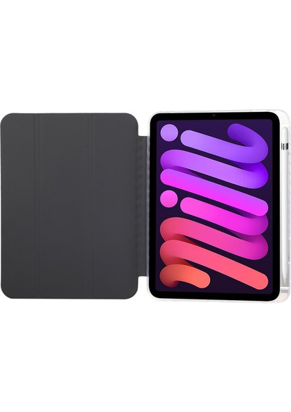 iPad Mini (2021) Karbon Fiber Doku Deri Akrilik Tpu Standı Tablet Kılıfı (Yurt Dışından)