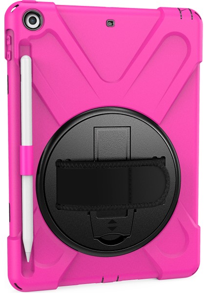 X Shape Pc Tpu iPad 9 7 Inç (2018 2017) El Askılı 360 Derece Döner Destek Standlı Rose Tablet Kılıfı (Yurt Dışından)