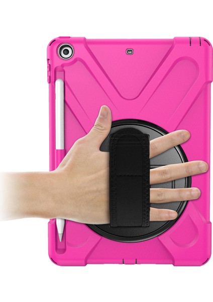 X Shape Pc Tpu iPad 9 7 Inç (2018 2017) El Askılı 360 Derece Döner Destek Standlı Rose Tablet Kılıfı (Yurt Dışından)