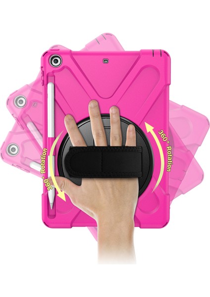 X Shape Pc Tpu iPad 9 7 Inç (2018 2017) El Askılı 360 Derece Döner Destek Standlı Rose Tablet Kılıfı (Yurt Dışından)