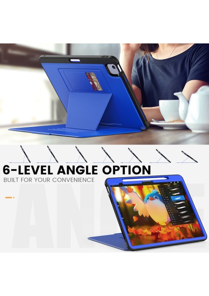 Stil B iPad Air 13 (2024) Stand Pc Tpu Pu Kart Yuvası Otomatik Uyandırma uyku Tablet Kılıfı (Yurt Dışından)