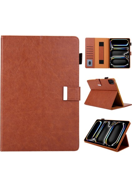 iPad Pro 11 (2024) El Askısı Deri Akıllı Tablet Kılıfı (Yurt Dışından)