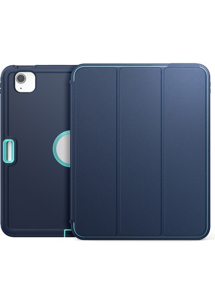 iPad Pro 12.9 Pu Deri Otomatik Uyku uyandırma Akıllı Pc Tpu Koruyucu Standı Folyo ile Kalem Tutucu Lacivert Tablet Kılıfı (Yurt Dışından)