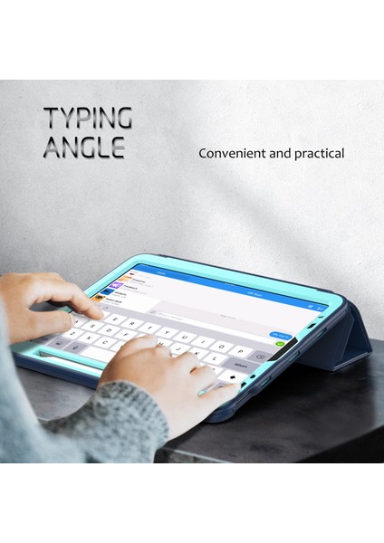 iPad Pro 12.9 Pu Deri Otomatik Uyku uyandırma Akıllı Pc Tpu Koruyucu Standı Folyo ile Kalem Tutucu Lacivert Tablet Kılıfı (Yurt Dışından)