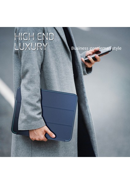 iPad Pro 12.9 Pu Deri Otomatik Uyku uyandırma Akıllı Pc Tpu Koruyucu Standı Folyo ile Kalem Tutucu Lacivert Tablet Kılıfı (Yurt Dışından)