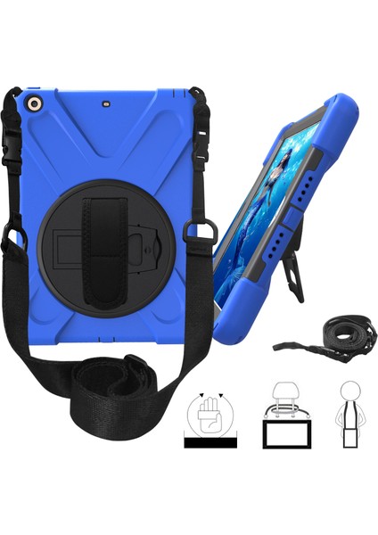 X Shape 360 ​​derece Dönebilen Pc Tpu iPad 9.7 (2018 2017) Omuz Askılı Combo Standı Tablet Kılıfı (Yurt Dışından)