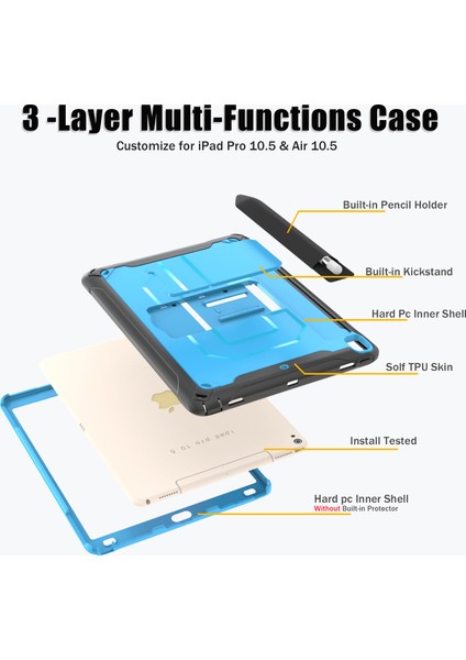 Pc Tpu iPad Air 10 5 Inç (2019) Standlı Hibrit Koruyucu Tablet Kılıfı (Yurt Dışından)