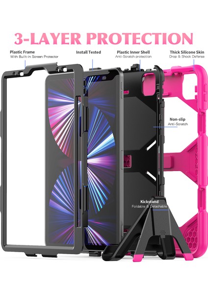 iPad Pro 11 (2022 2021 2020 2018)KORUYUCU Düşmeyi Önleyen Pc Silikon Çizilmeye Dayanıklı Standı Tablet Kılıfı (Yurt Dışından) modelleri