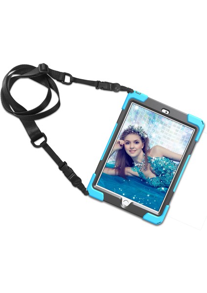 iPad 9.7 (2018 2017) X Shape 360 ​​derece Dönebilen Plastik Tpu Hibrit Stand Omuz Askılı Tablet Kılıfı (Yurt Dışından)