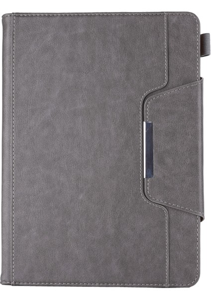 Metal Tokalı Cüzdan Standı Deri Akıllı iPad 10.2 Kalem Yuvası (2019 2020 2021) GRI Tablet Kılıfı (Yurt Dışından)