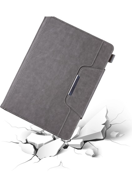 Metal Tokalı Cüzdan Standı Deri Akıllı iPad 10.2 Kalem Yuvası (2019 2020 2021) GRI Tablet Kılıfı (Yurt Dışından)