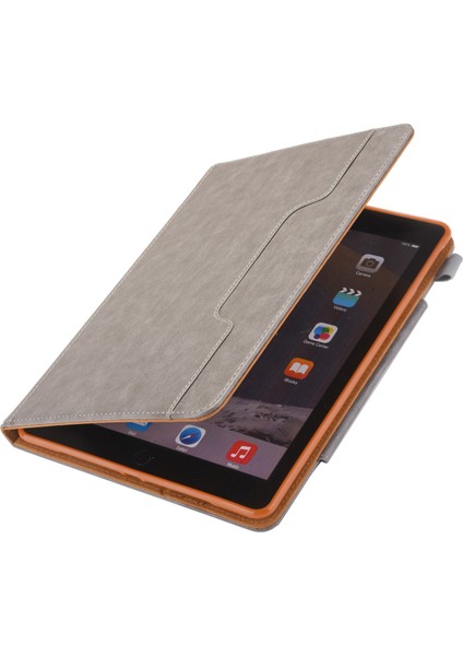 Metal Tokalı Cüzdan Standı Deri Akıllı iPad 10.2 Kalem Yuvası (2019 2020 2021) GRI Tablet Kılıfı (Yurt Dışından)