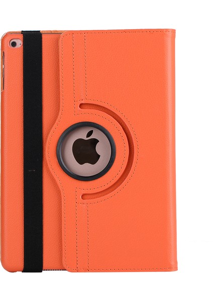 iPad 9.7 (2018 2017) Litchi Tahıl 360 Derece Döner Stand Akıllı Deri Turuncu Tablet Kılıfı (Yurt Dışından)