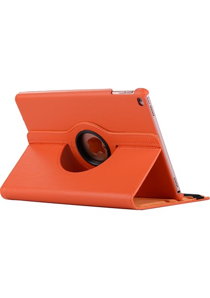 iPad 9.7 (2018 2017) Litchi Tahıl 360 Derece Döner Stand Akıllı Deri Turuncu Tablet Kılıfı (Yurt Dışından)