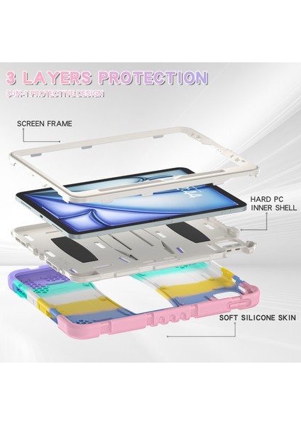 iPad Air 11 (2024) Stand Pc Silikon yi Önleyici Tablet Kılıfı (Yurt Dışından)