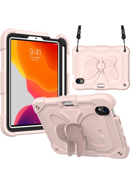 Düz ​​ Pc Silikon Şeklinde Tekme Standı ve iPad Mini Omuz Askısı (2021) Tablet Kılıfı (Yurt Dışından)