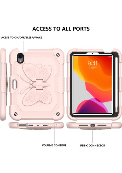 Düz ​​ Pc Silikon Şeklinde Tekme Standı ve iPad Mini Omuz Askısı (2021) Tablet Kılıfı (Yurt Dışından)