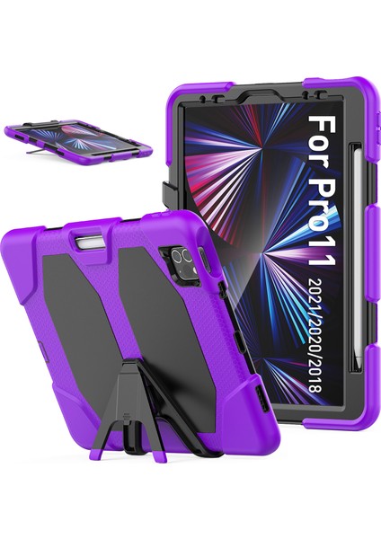iPad Pro 11 (2022 2021 2020 2018)KORUYUCU Düşmeyi Önleyen Pc Silikon Çizilmeye Dayanıklı Standı Tablet Kılıfı (Yurt Dışından)