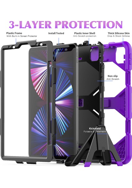 iPad Pro 11 (2022 2021 2020 2018)KORUYUCU Düşmeyi Önleyen Pc Silikon Çizilmeye Dayanıklı Standı Tablet Kılıfı (Yurt Dışından) modelleri
