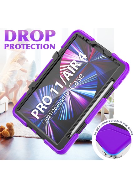iPad Pro 11 (2022 2021 2020 2018)KORUYUCU Düşmeyi Önleyen Pc Silikon Çizilmeye Dayanıklı Standı Tablet Kılıfı (Yurt Dışından) fırsatları