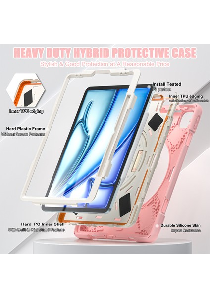 iPad Air 11 (2024) Döner El Kayışı Standı Tpu Pc Silikon Tablet Kılıfı (Yurt Dışından) indirimleri