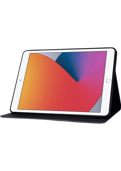 iPad 10.2 (2019 2020) Kart Yuvası Standı Deri Desen Baskı Manyetik Düşme Önleyici Kedi kaplan Tablet Kılıfı (Yurt Dışından)