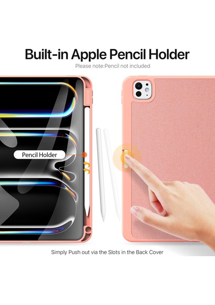 iPad Pro 11 (2024) Üç Katlı Stand Deri Iş Tablet Kılıfı (Yurt Dışından)